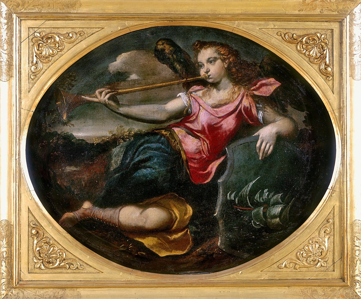 Fama, obra de Ippolito Scarsella, también conocido como lo Scarsellino, conservada en la Galleria Estense en Módena de Ippolito Scarsella