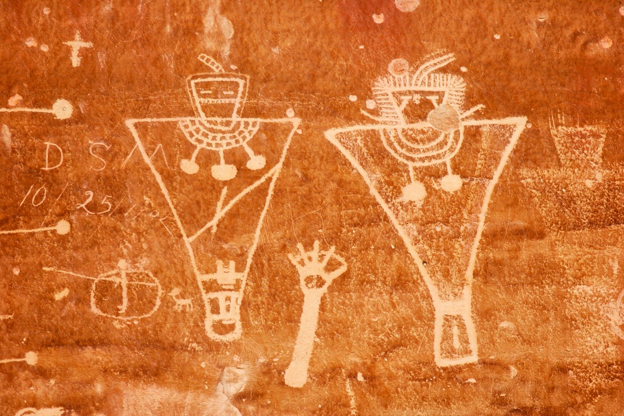 Imagen de arte rupestre en los alrededores del Cañón Thompson. Los paneles son de estilo Fremont., 2005 (foto) de Ira Block