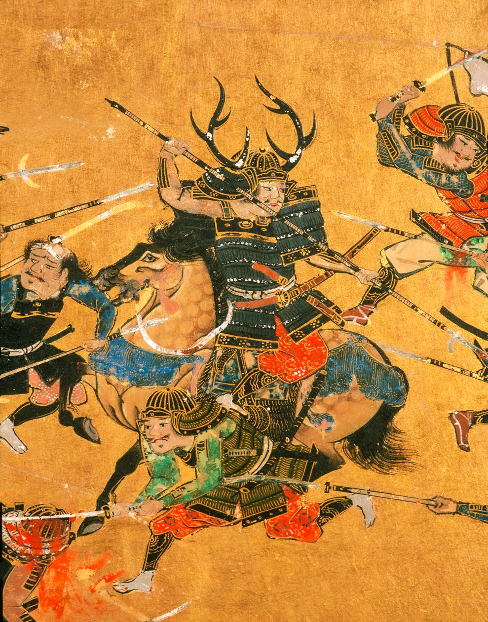 Samuari- 2 paneles que representan una escena detallada de la Batalla de Osaka., 2005 (foto) de Ira Block