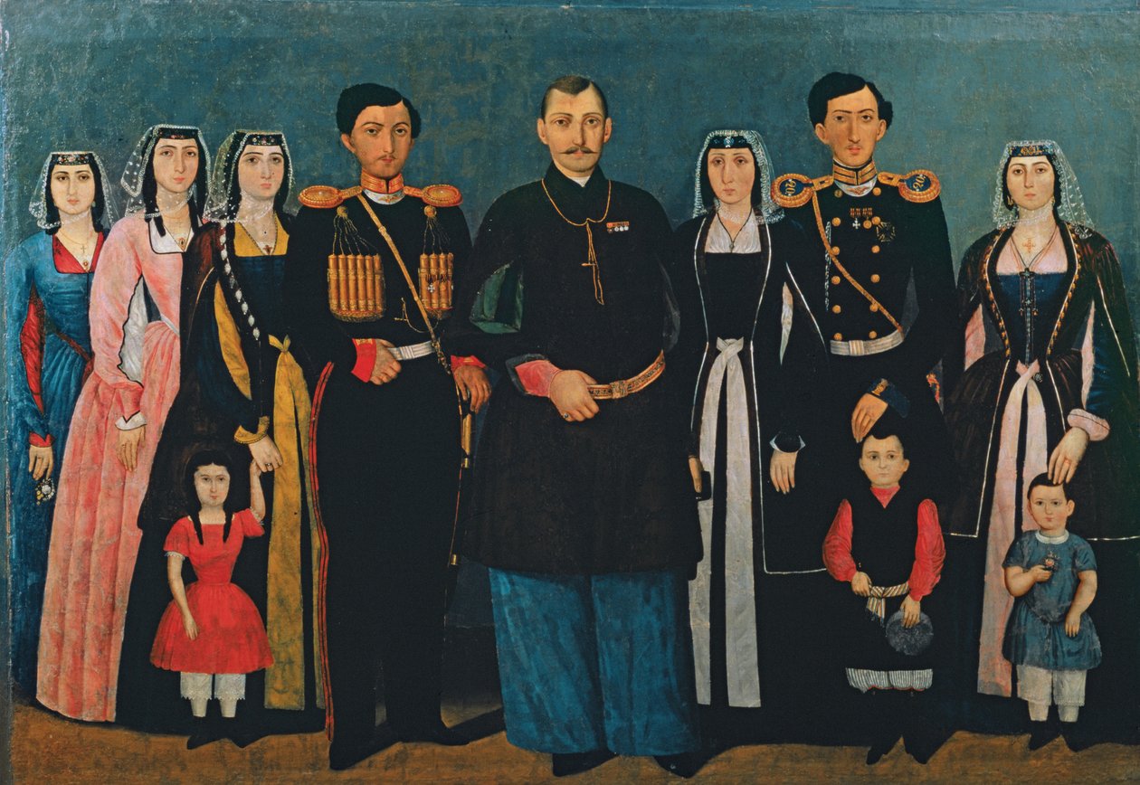 N.E. Mukhran-Batoni con familia, 1862 de Iranian School