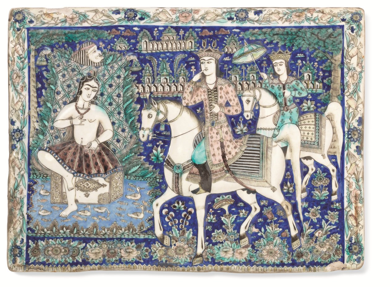 Un gran azulejo moldeado y esmaltado Qajar, Irán Qajar de Iranian School