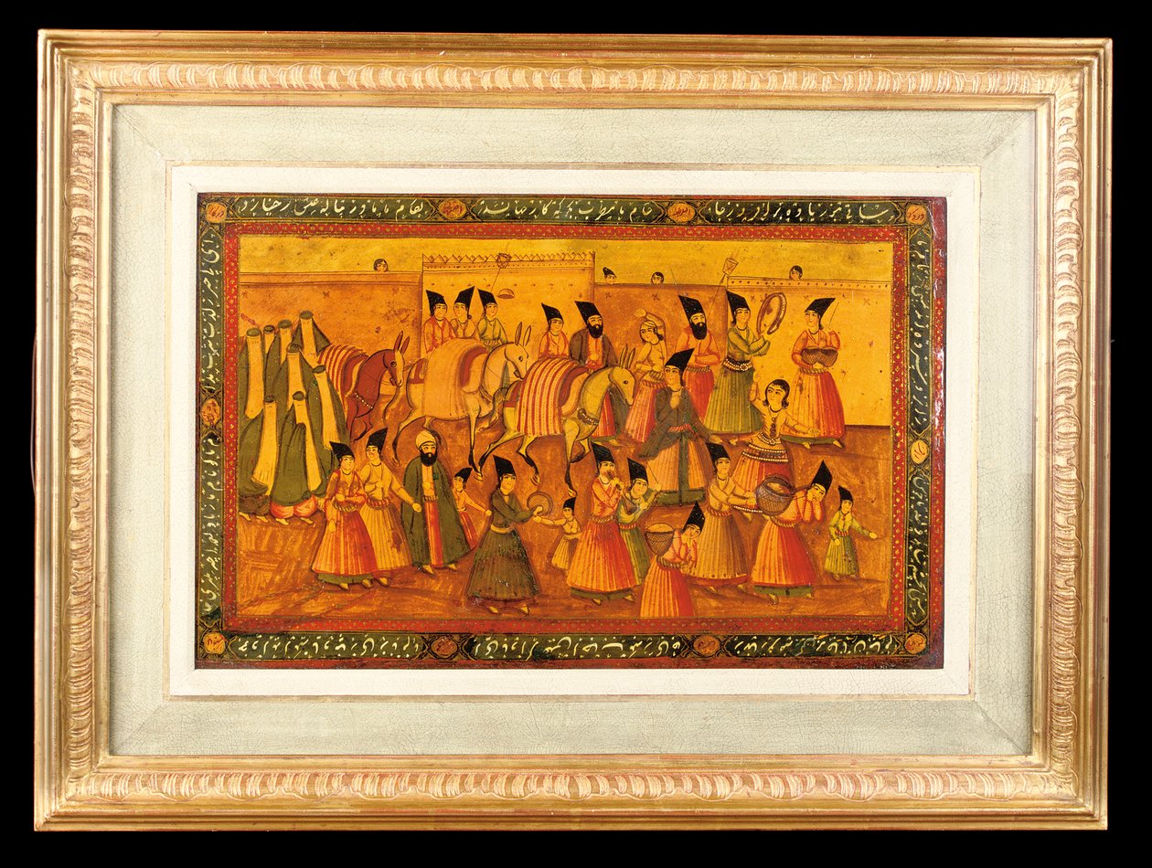 Uno de un par de paneles pintados, Irán Qajar, 1850-75 de Iranian School