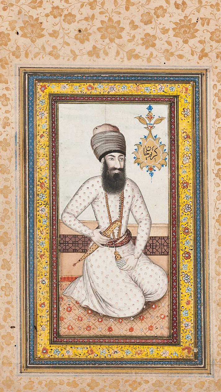 Retrato de Karim Khan Zand, uno de un par con Nadir Shah, Qajar Irán de Iranian School