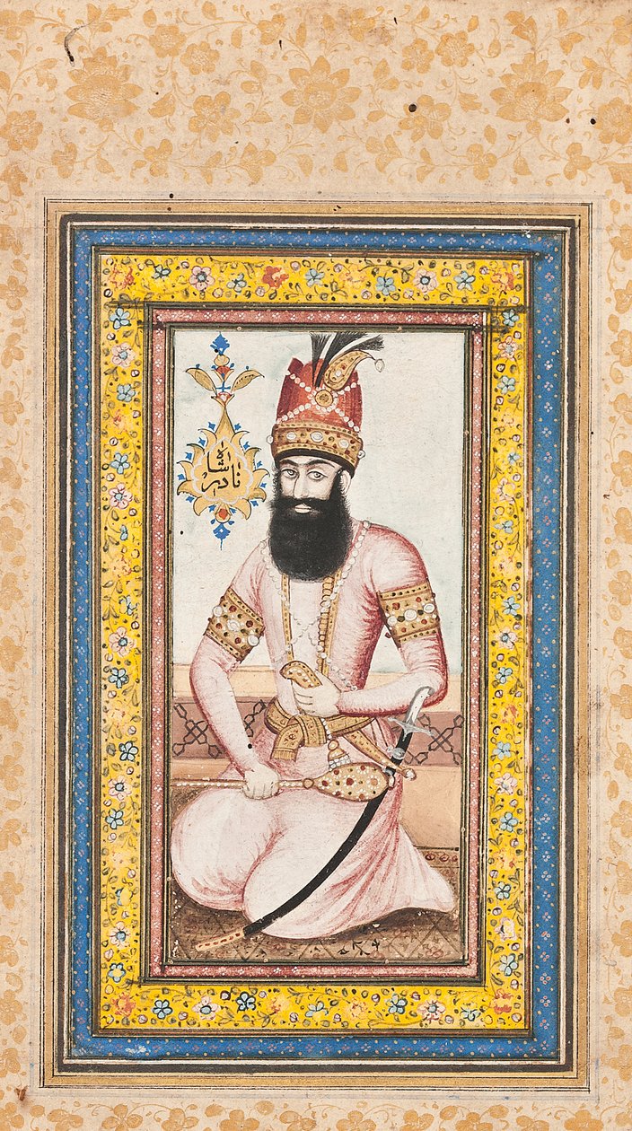 Retrato de Nadir Shah, uno de un par con Karim Khan Zand, Qajar Irán de Iranian School