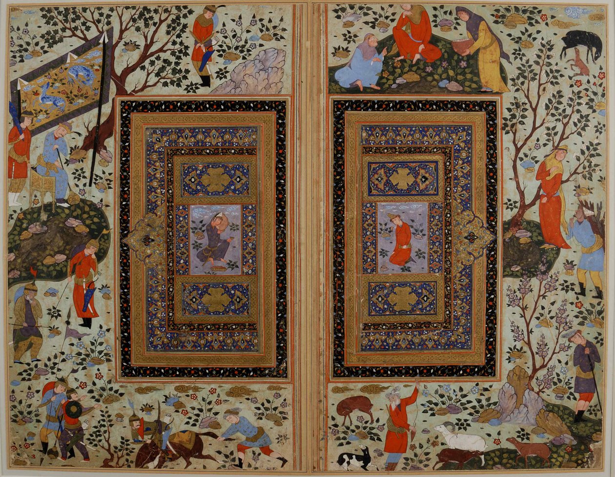 Doble página. Irán, Isfahan, principios del siglo XVII de Iranian master.