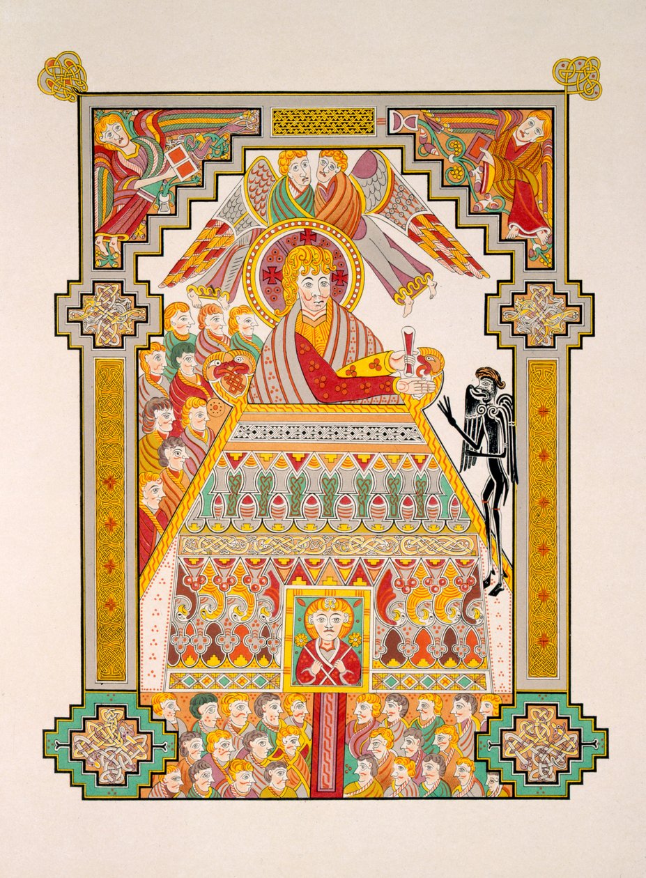 Tentación de Cristo, de una copia facsímil del Libro de Kells, publicado por Day und Son de Irish Photographer