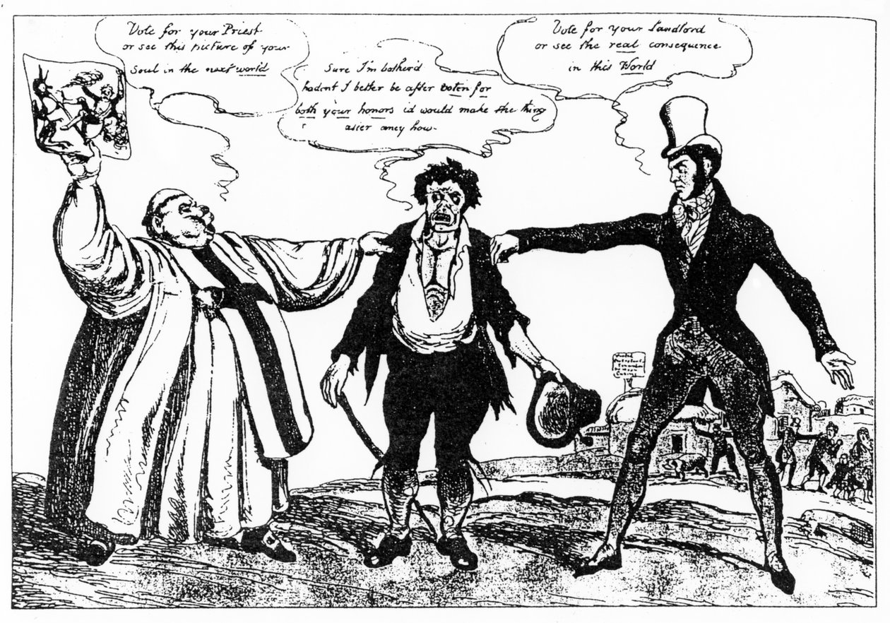 Caricatura de la campaña para la elección parcial del condado de Clare, 1828 de Irish School