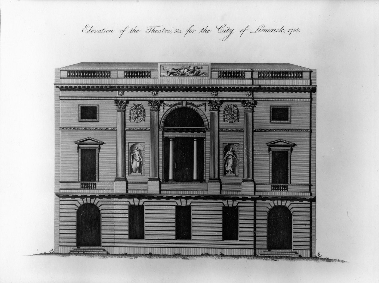 Elevación del teatro, para la ciudad de Limerick, 1788 de Irish School
