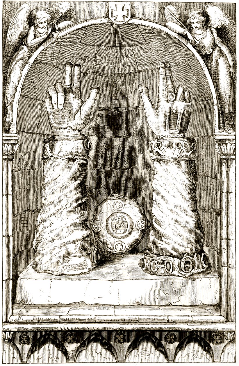 Santuario de la mano de San Patricio, de The Trias Thaumaturga, o Tres Santos Milagrosos de Irlanda, por Mary Cusack (1829-99) publicado c.1890s de Irish School