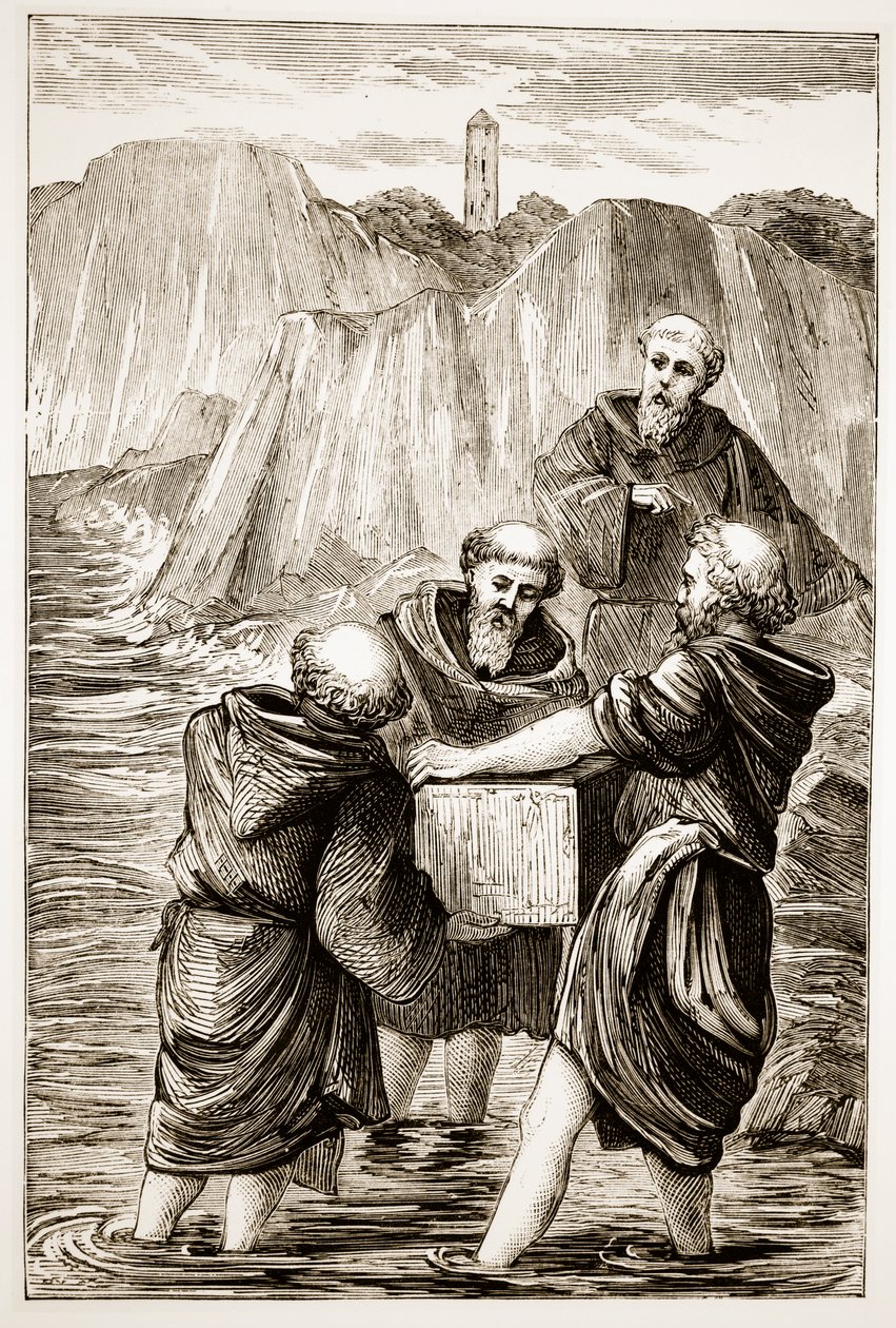 La caja de Santa Brígida, de The Trias Thaumaturga, o Tres Santos Milagrosos de Irlanda, por Mary Cusack (1829-99) publicado c.1890s de Irish School