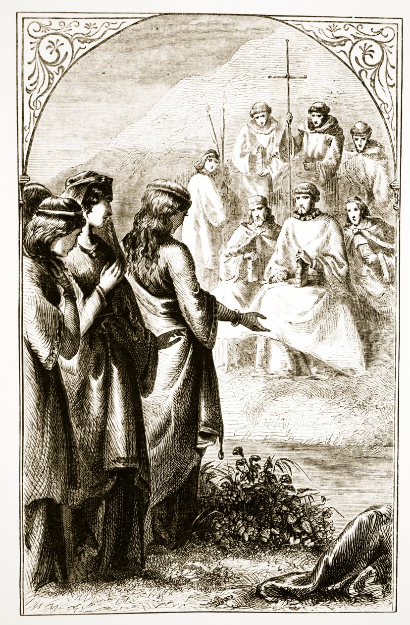 La visión del sínodo de clérigos, de The Trias Thaumaturga, o Tres Santos Milagrosos de Irlanda, por Mary Cusack (1829-99) publicado c.1890s de Irish School
