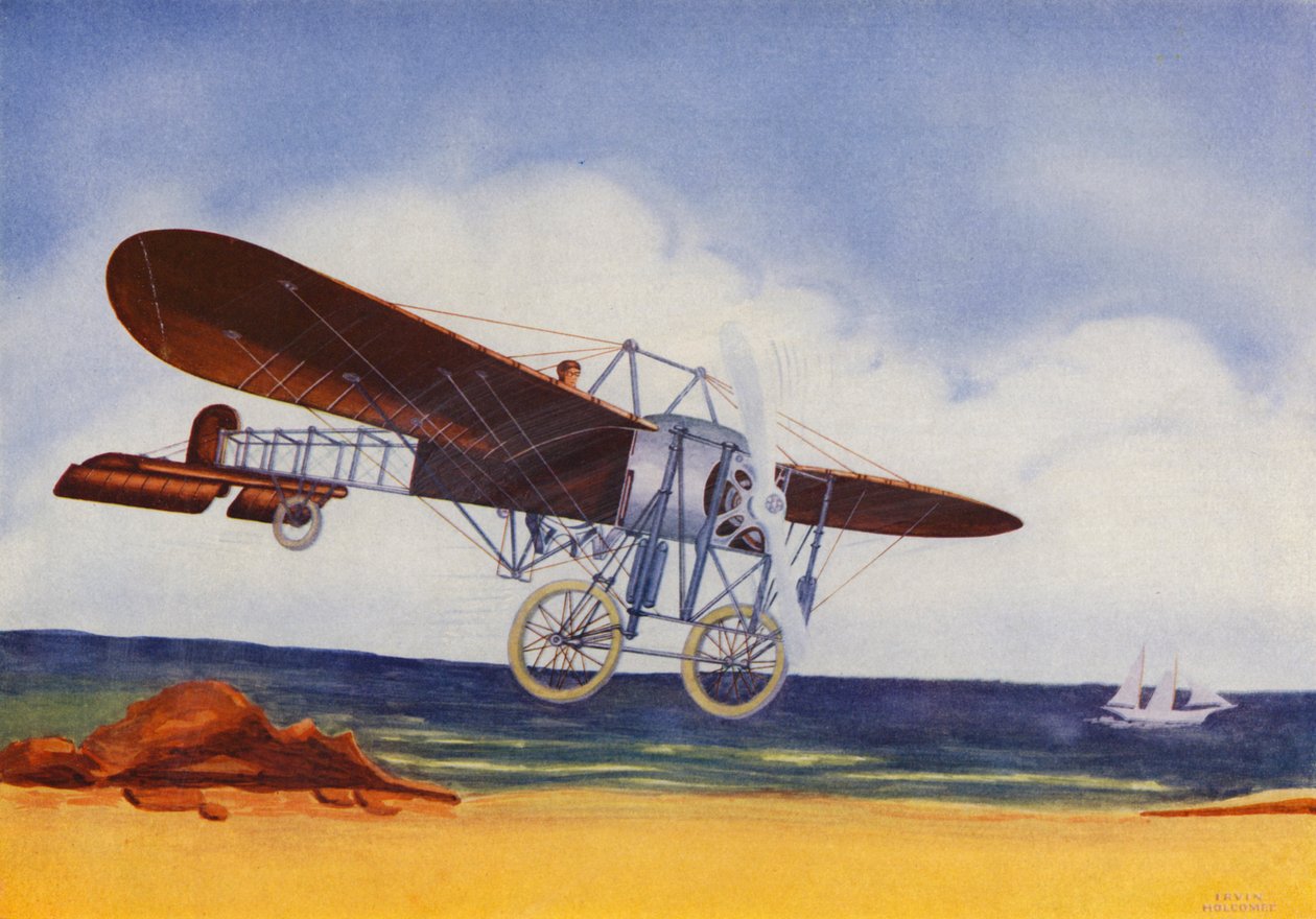 Monoplano Bleriot (litografía en color) de Irvin L. Holcombe