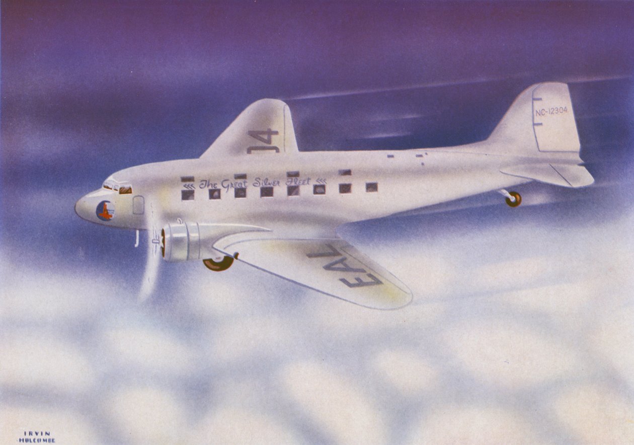 Douglas DC-3 (litografía en color) de Irvin L. Holcombe
