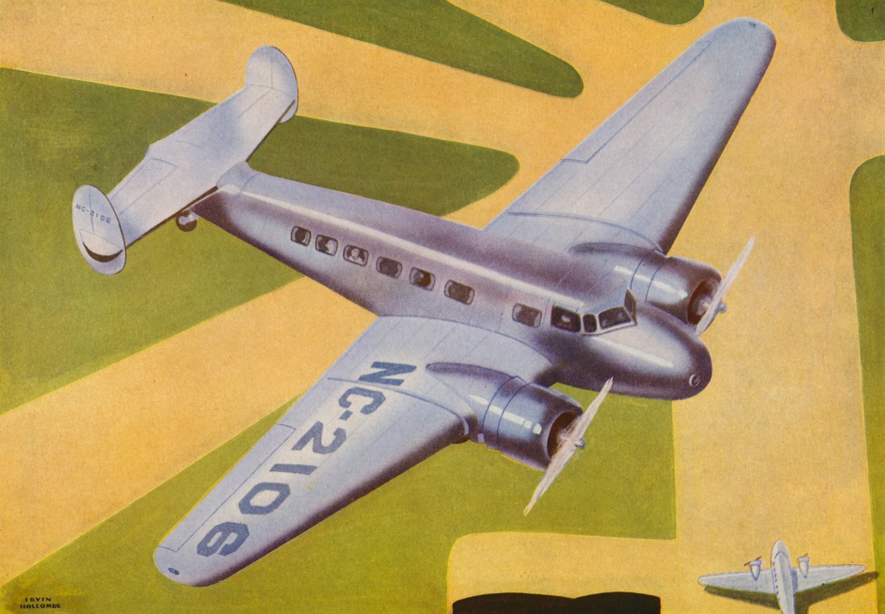 Lockheed Electra (litografía en color) de Irvin L. Holcombe