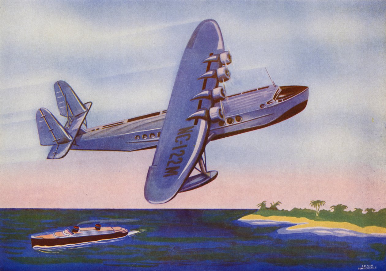Sikorsky S-42, Bermuda Clipper (litografía en color) de Irvin L. Holcombe