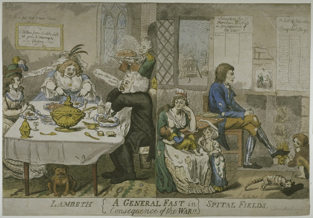 Un ayuno general como consecuencia de la guerra!!..., c.1794 de Isaac Cruikshank