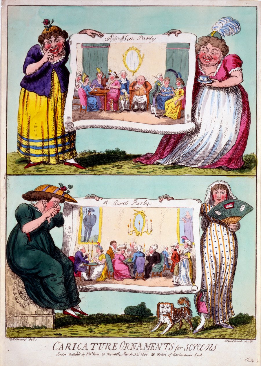 Ornamentos Caricaturescos para Pantallas, 1800 de Isaac Cruikshank