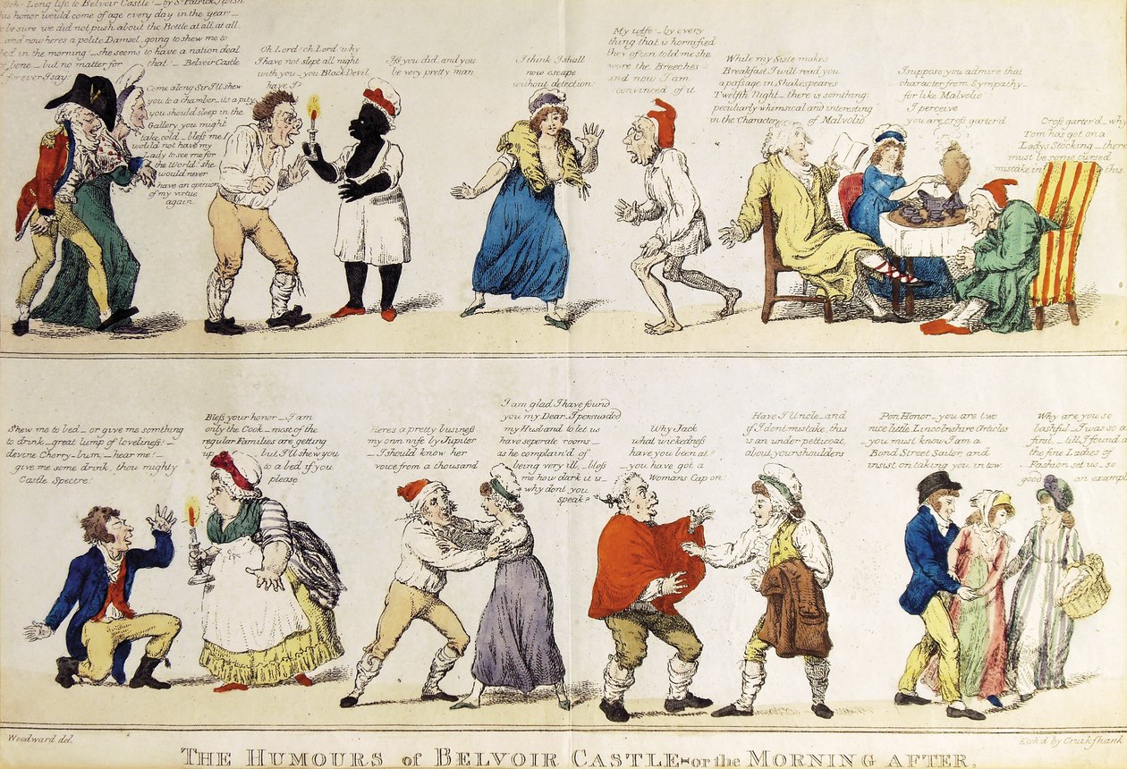 Caricatura que representa la fiesta de mayoría de edad del 5º Duque de Rutland, 1799 de Isaac Cruikshank
