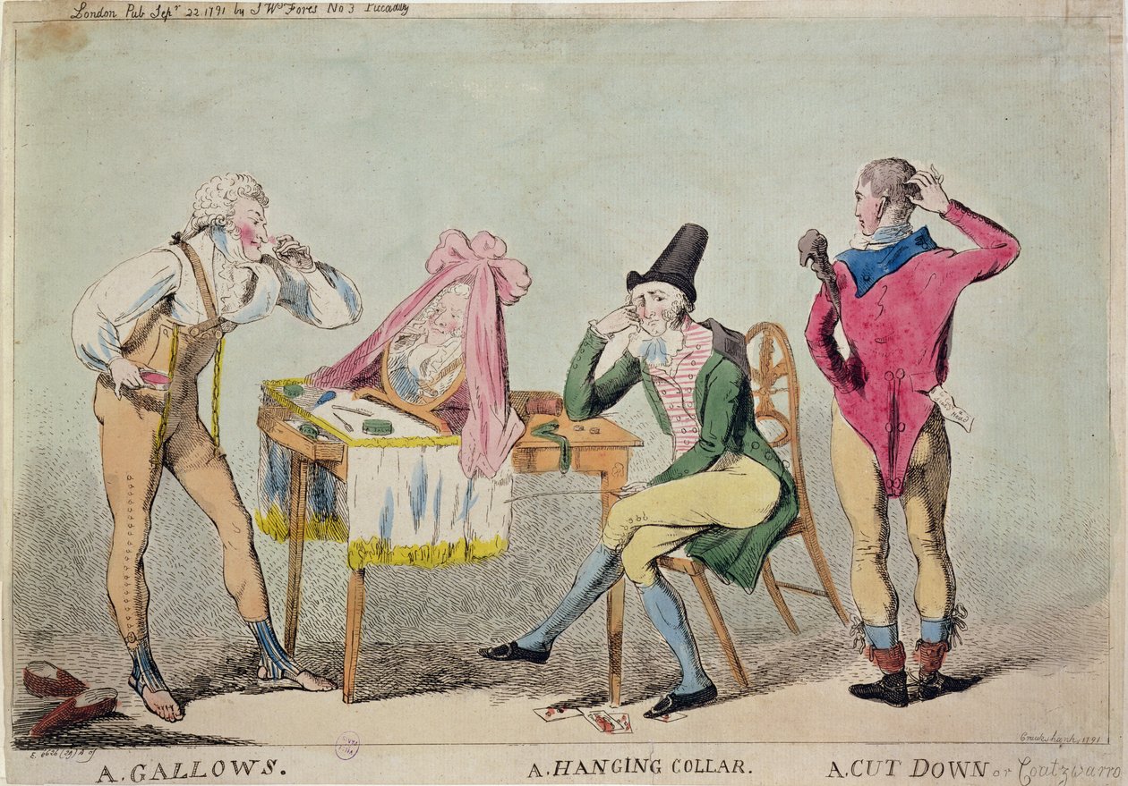 Caricatura de los aristócratas franceses emigrados en Inglaterra durante la Revolución, 1791 de Isaac Cruikshank