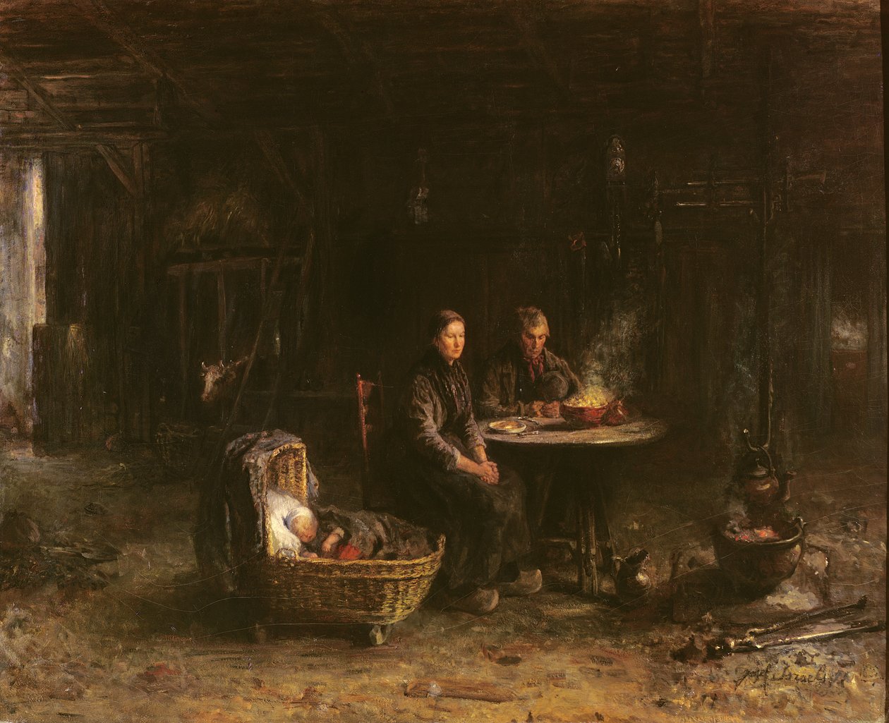 Almuerzo en una Granja en Karlshaven cerca de Delden, 1885 de Isaac Israels
