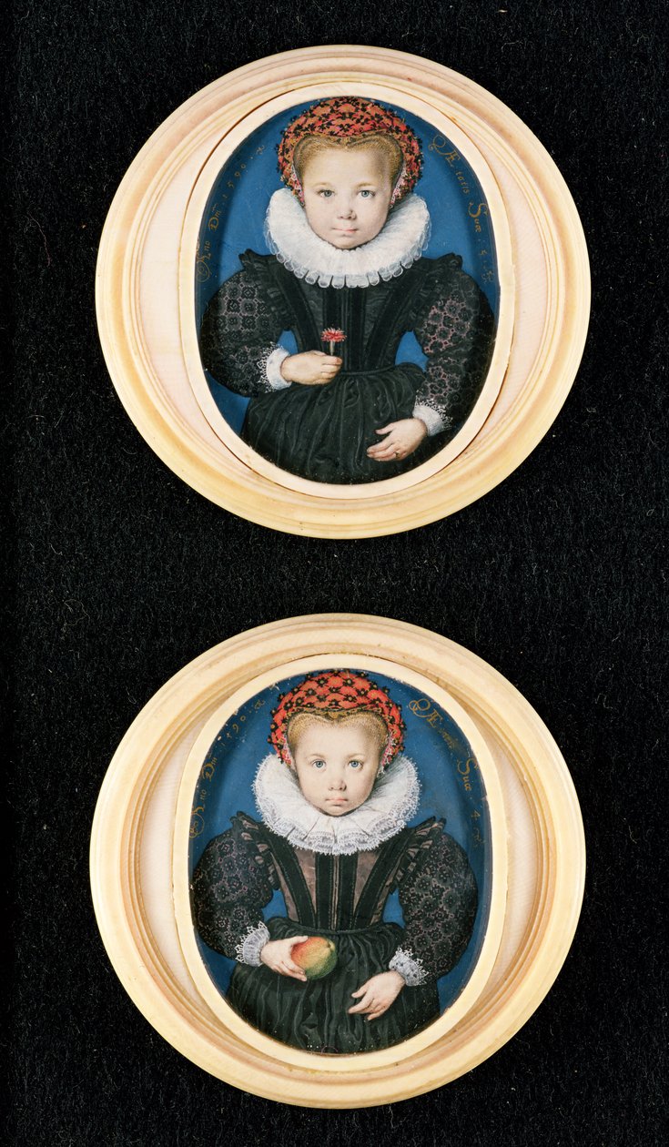 Dos niñas pequeñas, 1590 de Isaac Oliver