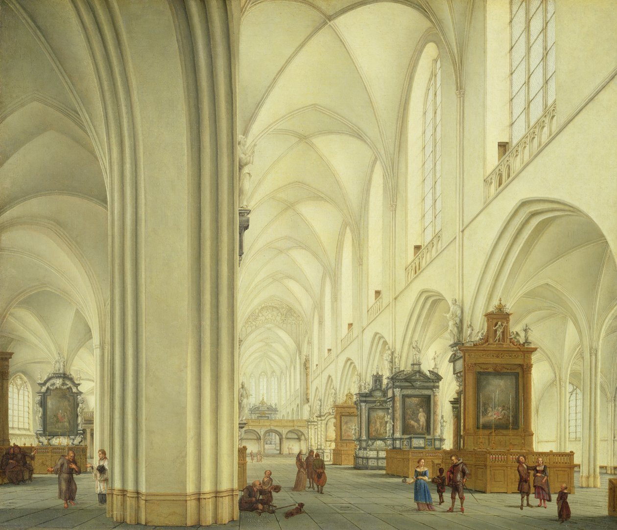 Interior de la Catedral de Amberes, c.1668 de Isaac van Nickele