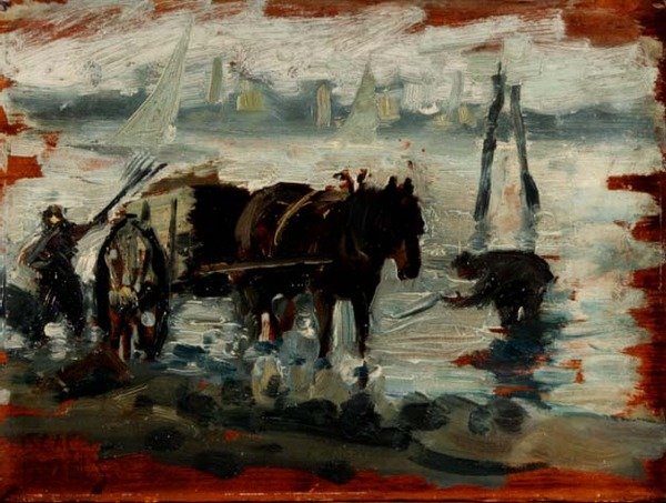 Recolección de algas (panel) de Isaac (circle of) Israels