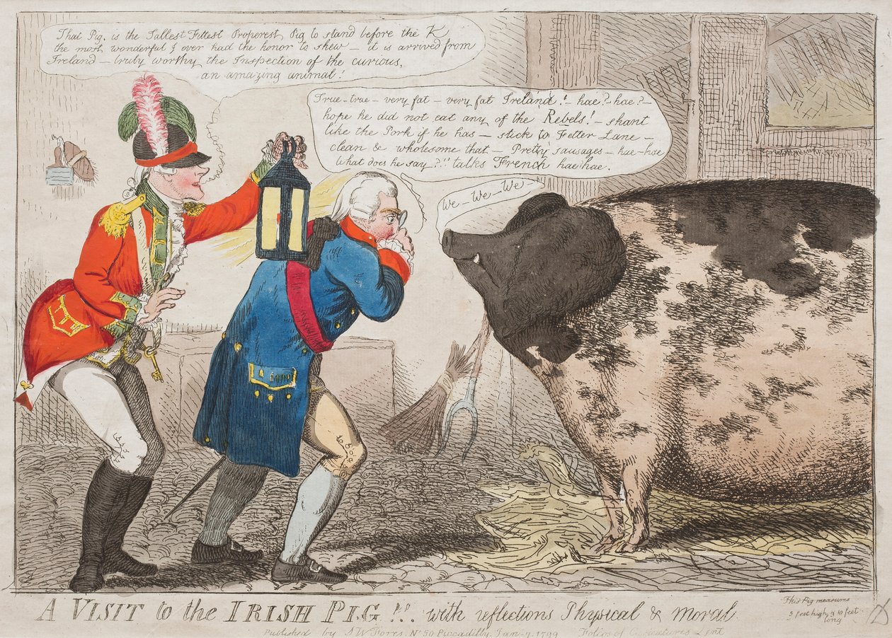 ¡¡Una visita al cerdo irlandés!! Con reflexiones físicas y morales de Isaac Cruikshank