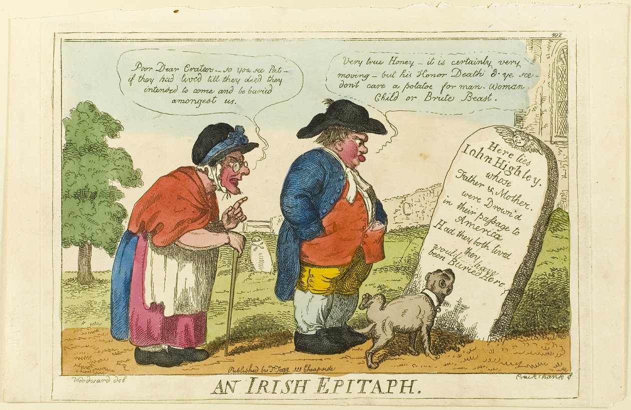 Un epitafio irlandés de Isaac Cruikshank