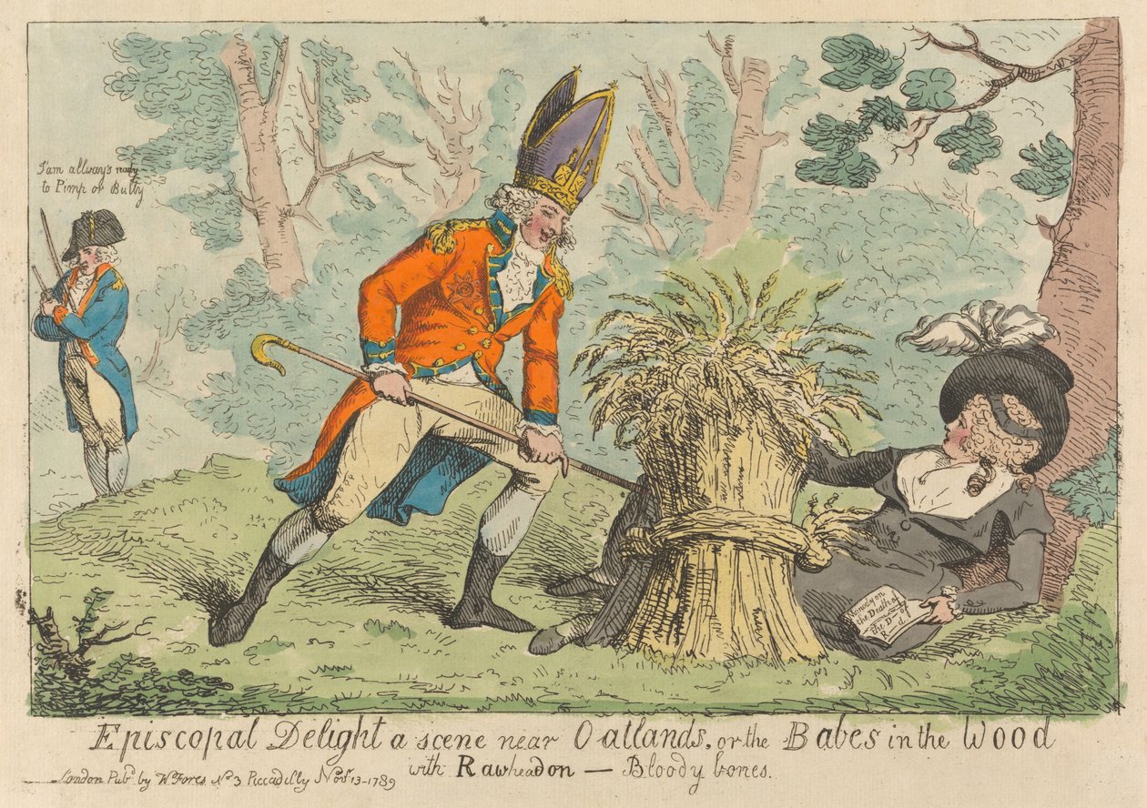 Episcopal Delight eine Szene in der Nähe von Oatlands, oder Die Babys im Wald, mit Rawheadon - Bloody Bones (aus: Karikatur, Bd. 3) de Isaac Cruikshank