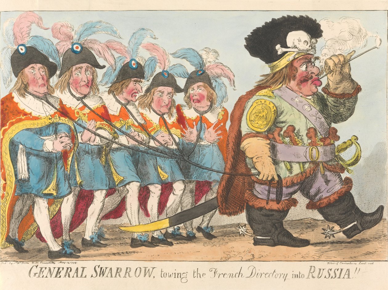 General Suworow zieht das französische Direktorium nach Russland de Isaac Cruikshank