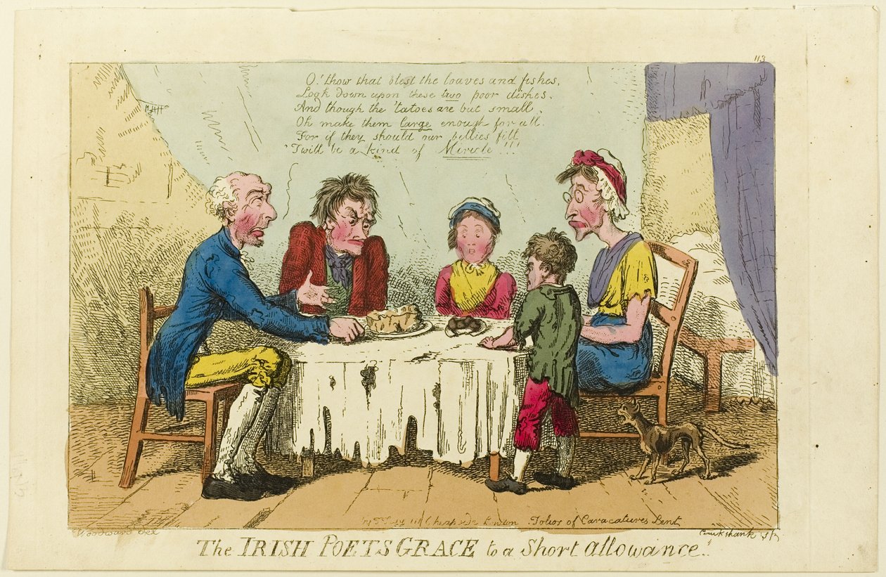 ¡Poetas irlandeses agradecen la ración corta! de Isaac Cruikshank