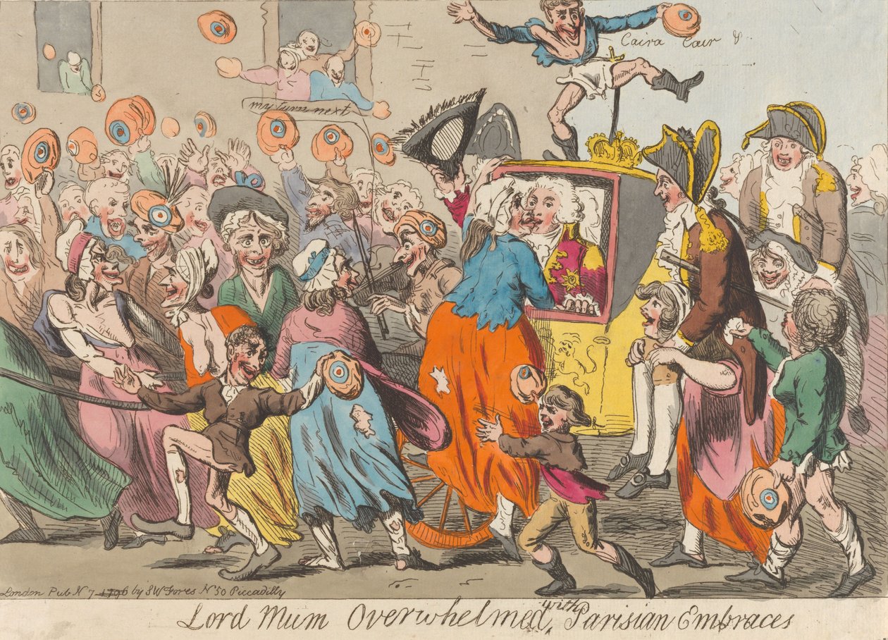 Lord Mum überwältigt von Pariser Umarmungen de Isaac Cruikshank
