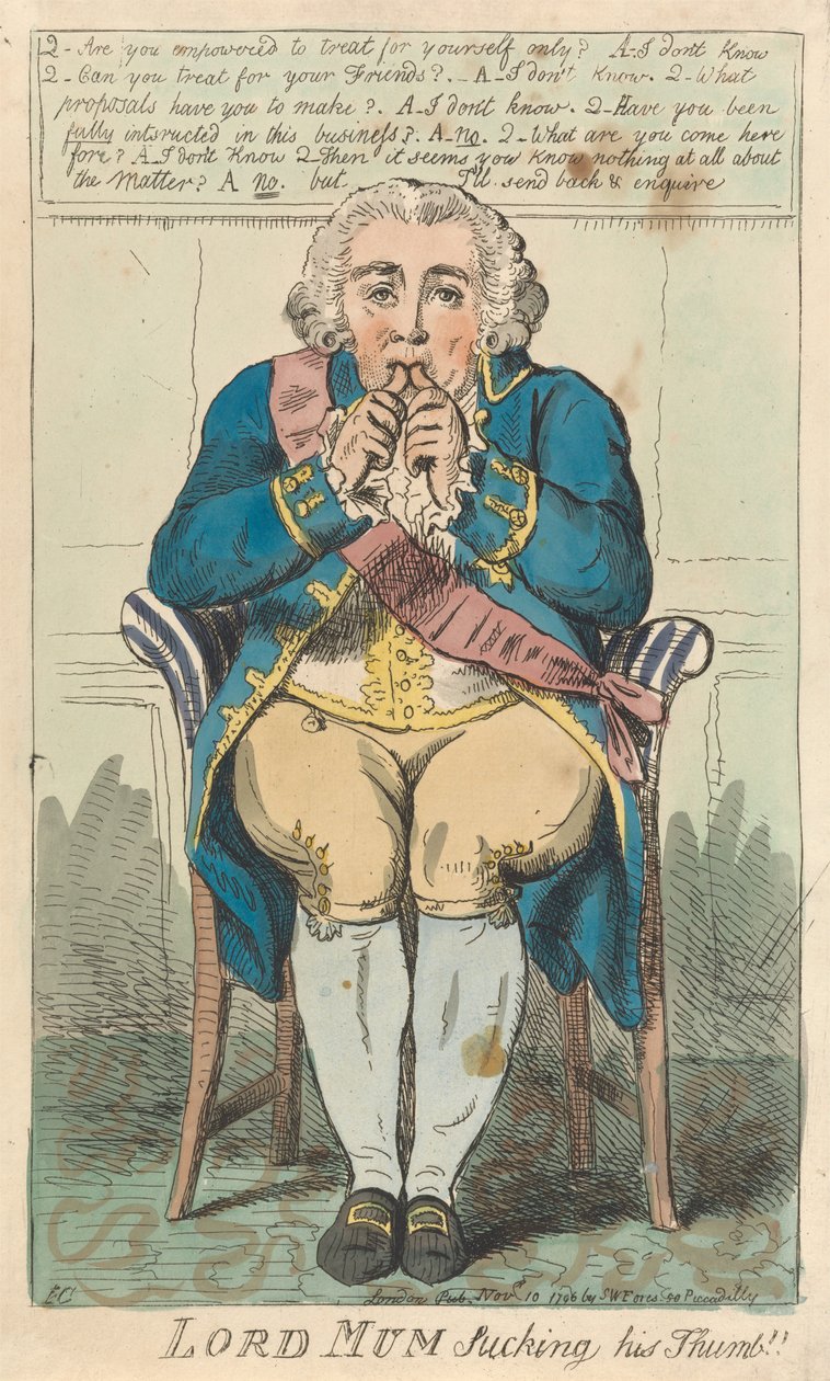 Lord Mum, der an seinem Daumen lutscht de Isaac Cruikshank