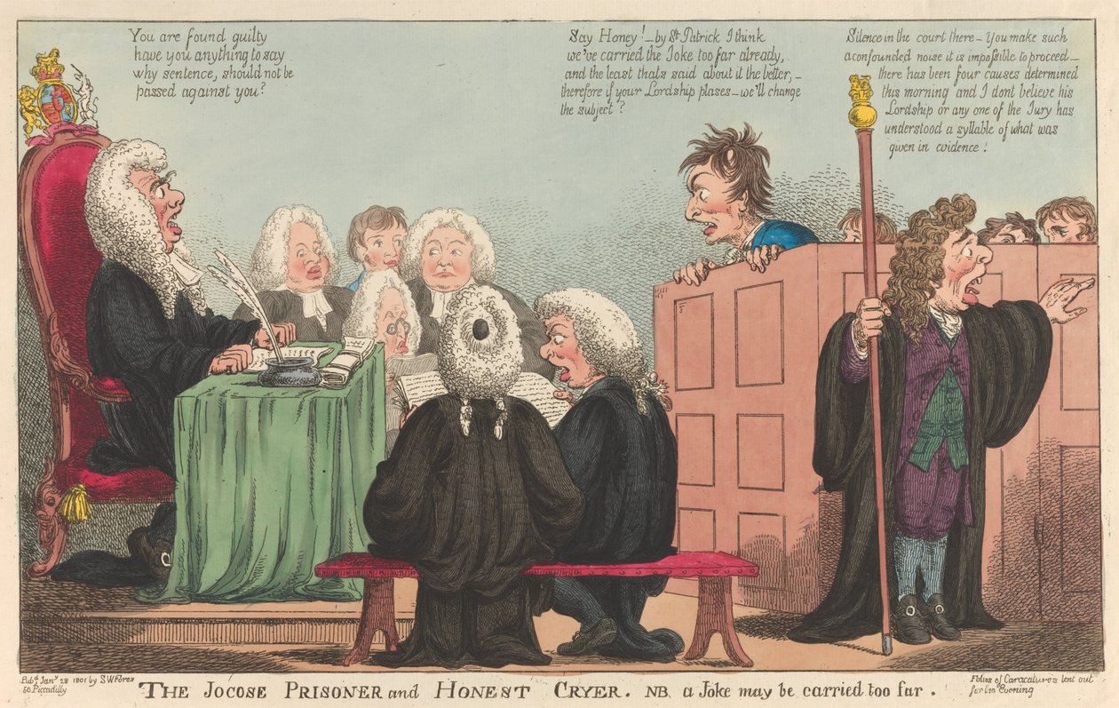 Der lustige Gefangene & ehrliche Ausrufer. Ein Scherz kann zu weit gehen de Isaac Cruikshank