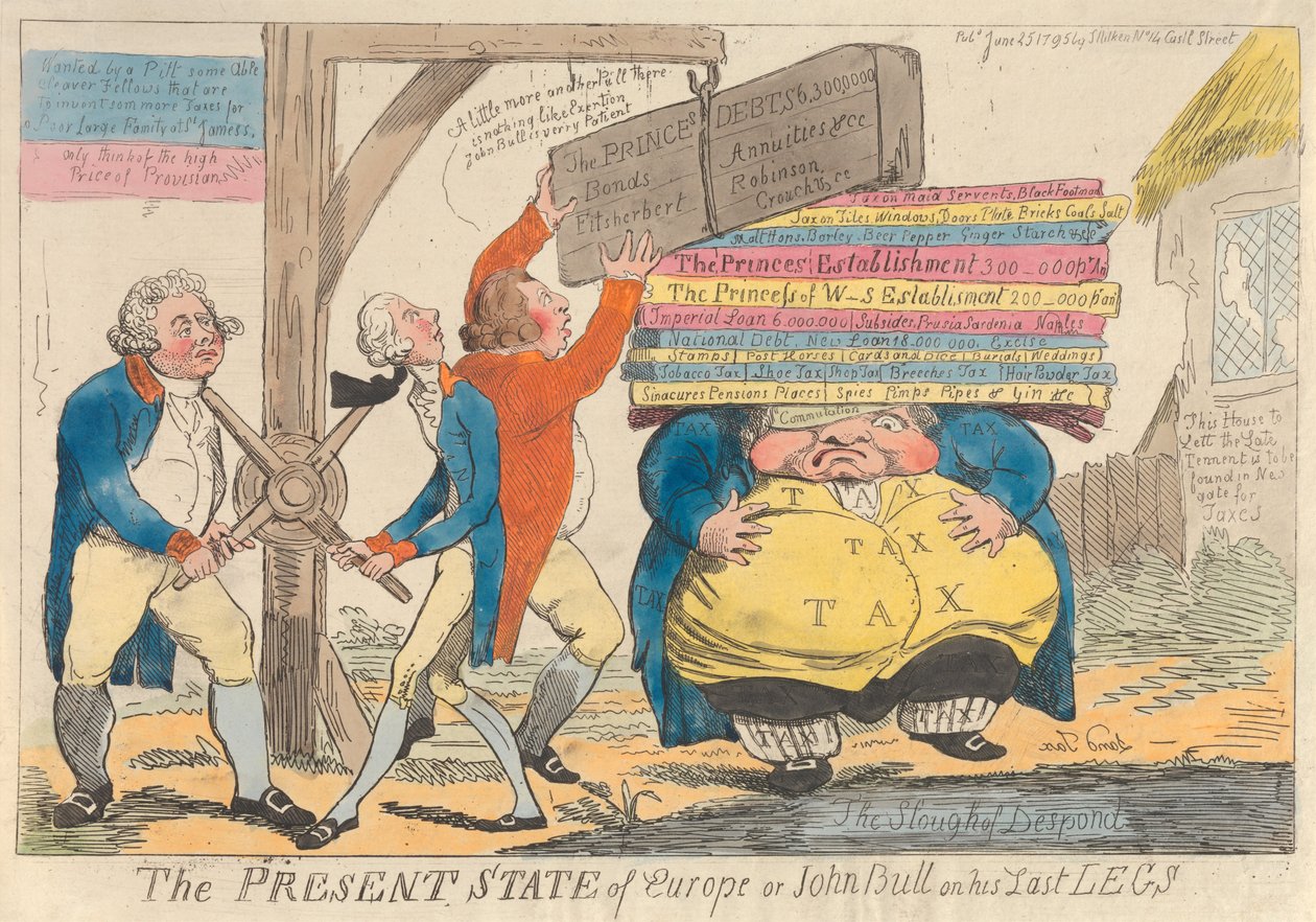 Der gegenwärtige Zustand Europas, oder - John Bull auf seinen letzten Beinen de Isaac Cruikshank