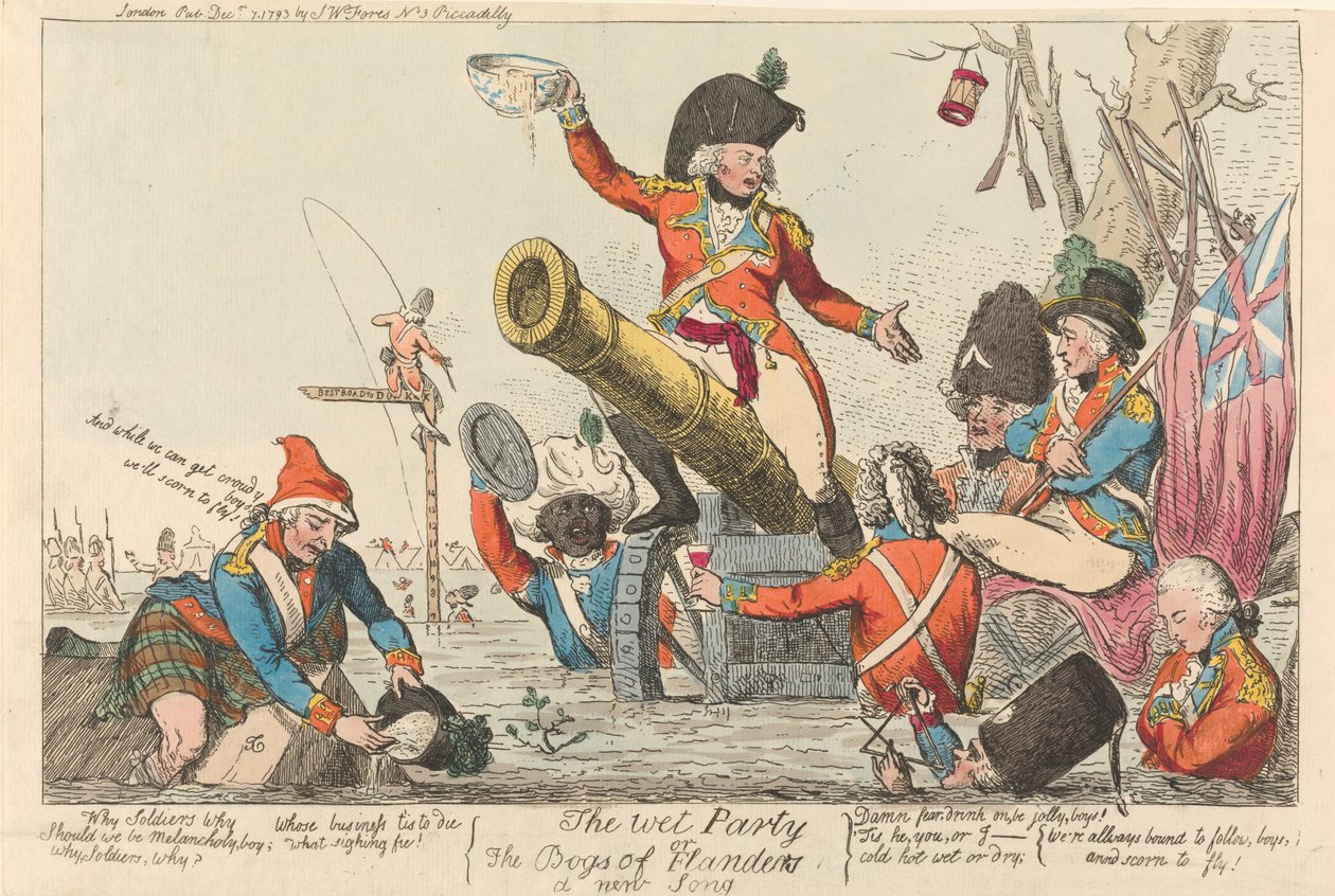 Die nasse Party oder die Sümpfe von Flandern, ein neues Lied de Isaac Cruikshank