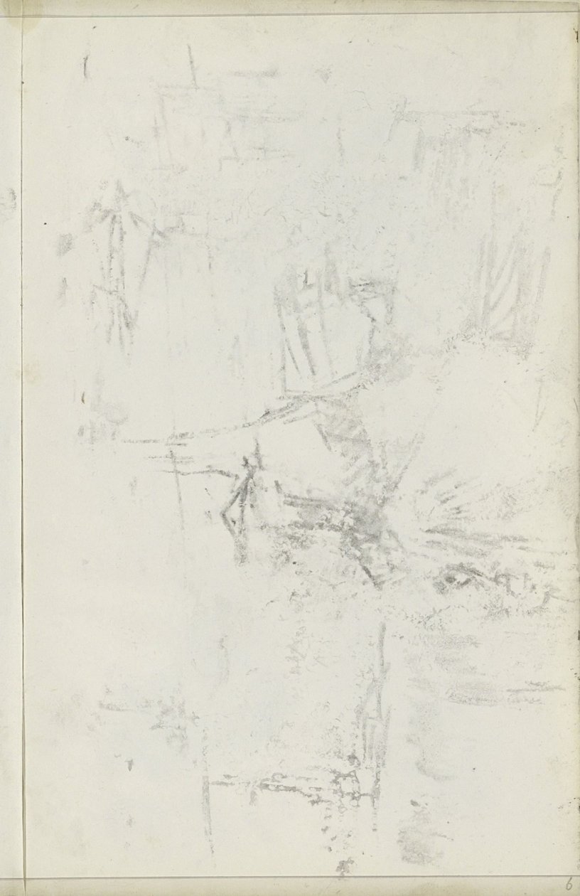Abklatsch del dibujo de tiza en la hoja 5 verso de Isaac Israels