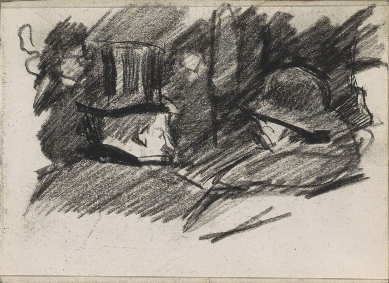 Hombre y mujer con sombrero, vistos desde atrás. de Isaac Israels