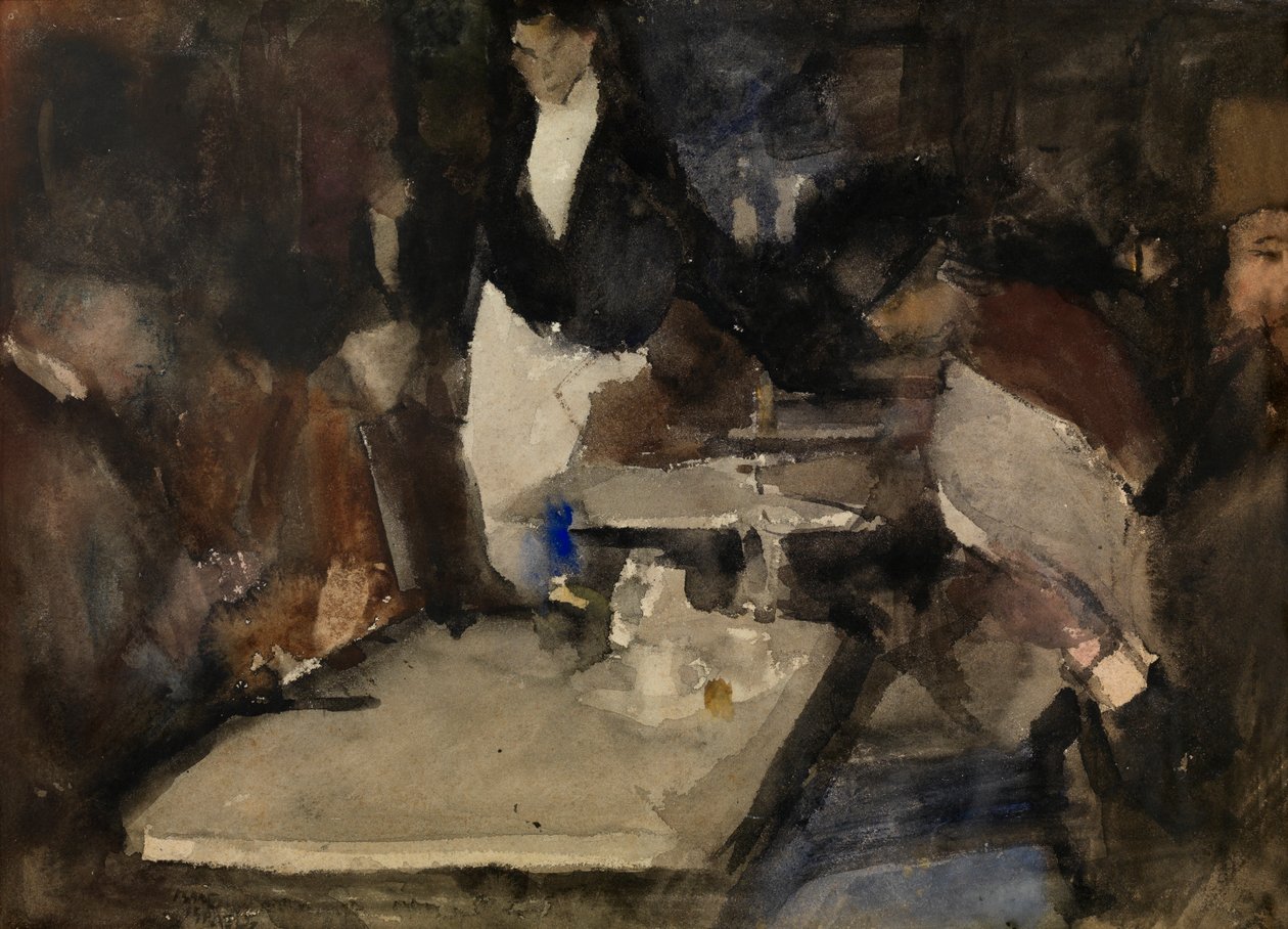 Restaurante "Mille Colonnes" (acuarela sobre papel) de Isaac Israels