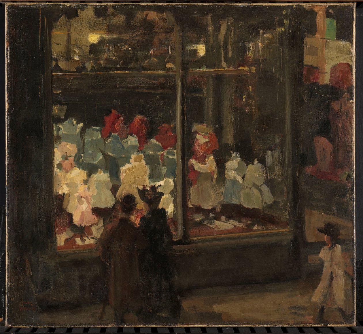 Escaparate
Ventana izquierda con porche de entrada hundido del almacén de moda Bahlmann & Co, Nieuwendijk 202, Ámsterdam, de noche de Isaac Israels
