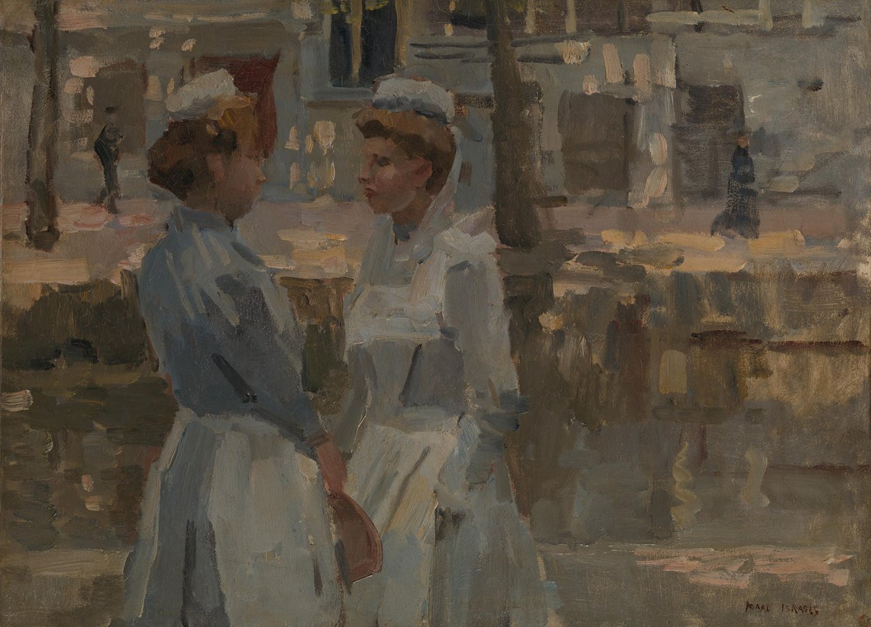 Dos criadas junto a un canal de Isaac Israels