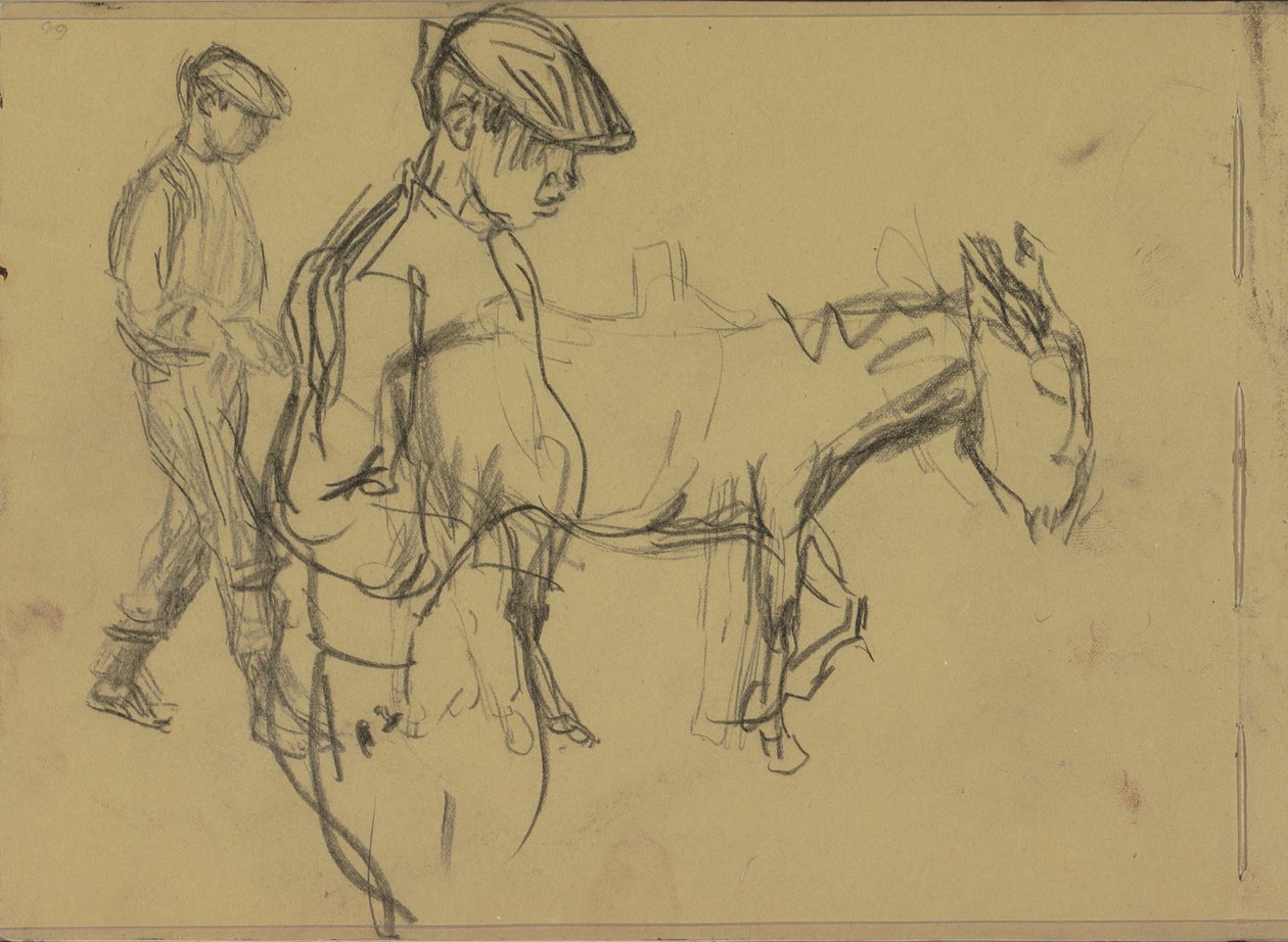 Dos estudios de un niño burro y un burro de Isaac Israels