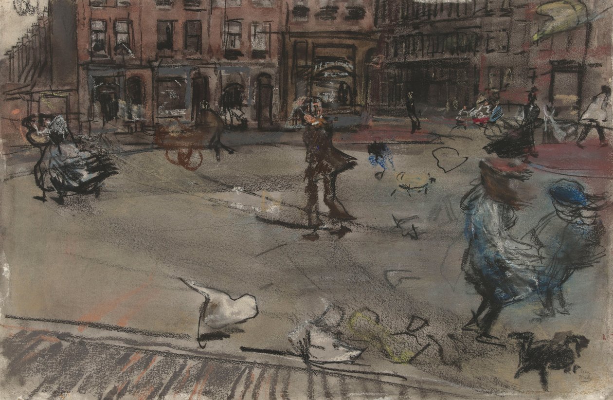 Ráfaga de viento en Dapperplein en Ámsterdam de Isaac Israels