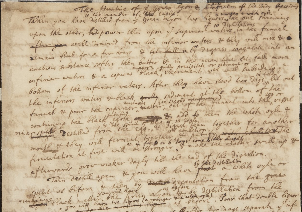 La caza del León Verde, recto, detalle, c.1700 de Isaac Newton