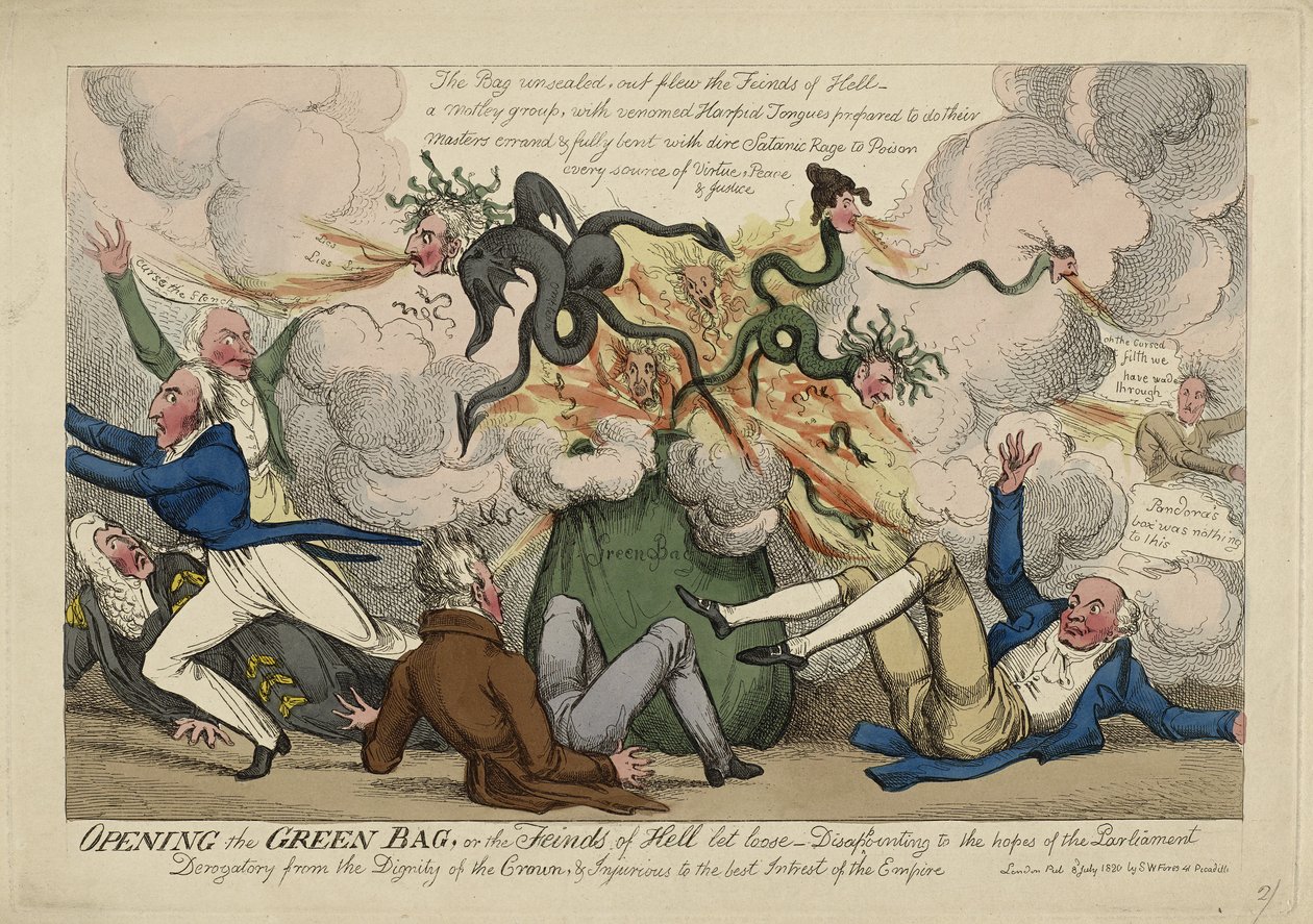 Abriendo la bolsa verde de Isaac Robert (attr. to) Cruikshank