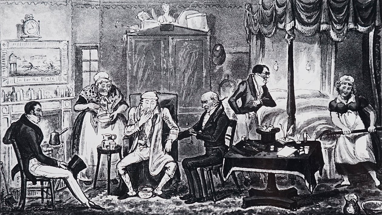 Un hombre que sufre los efectos del exceso de Isaac Robert Cruikshank