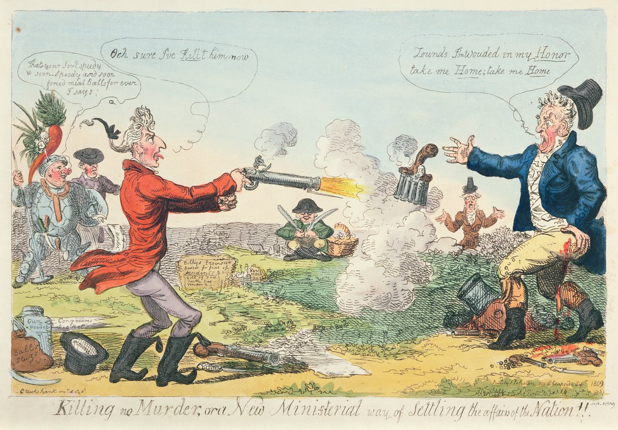 Matar no es Asesinato, o una nueva forma ministerial de resolver los asuntos de la Nación!, 1809 de Isaac Robert Cruikshank