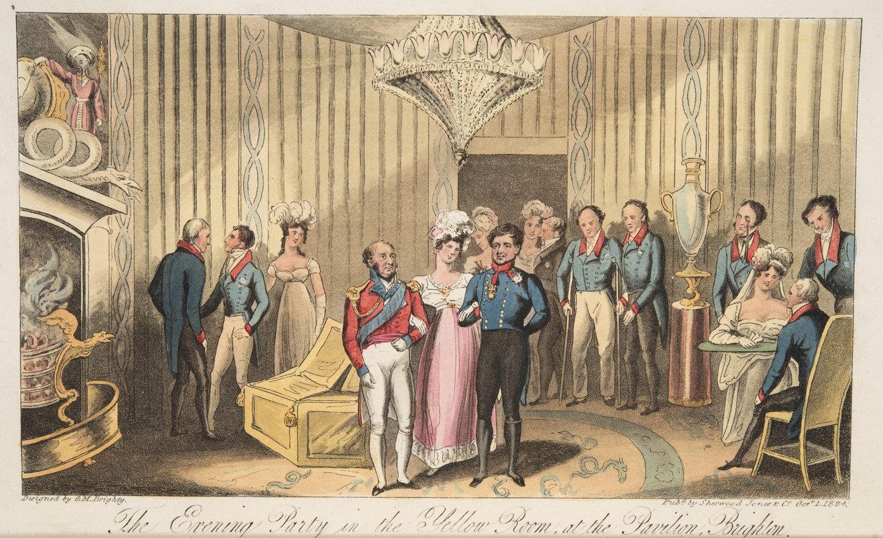 La Fiesta de la Tarde en el Pabellón, Brighton, de The English Spy, pub. 1824 de Isaac Robert Cruikshank