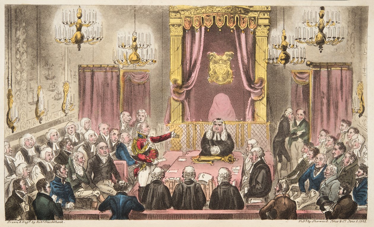 La Cámara de los Lores en alto debate, de The English Spy, pub. 1824 de Isaac Robert Cruikshank